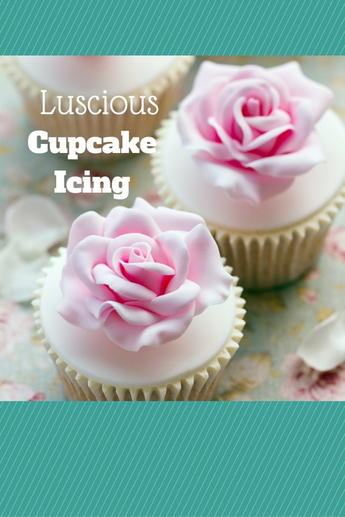 Cupcakes decorated with pink & white icing