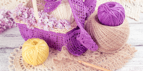Picture of crochet yarn in a basket