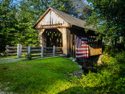 Old covered bridge in summer