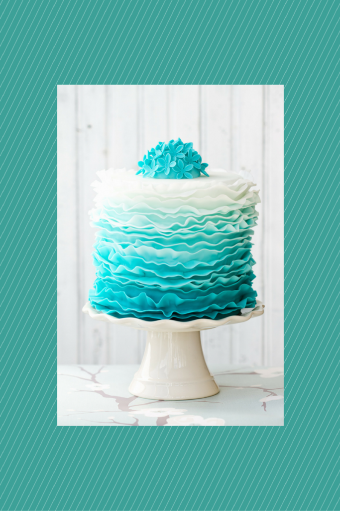 Fancy Frosted Cake in blue & white