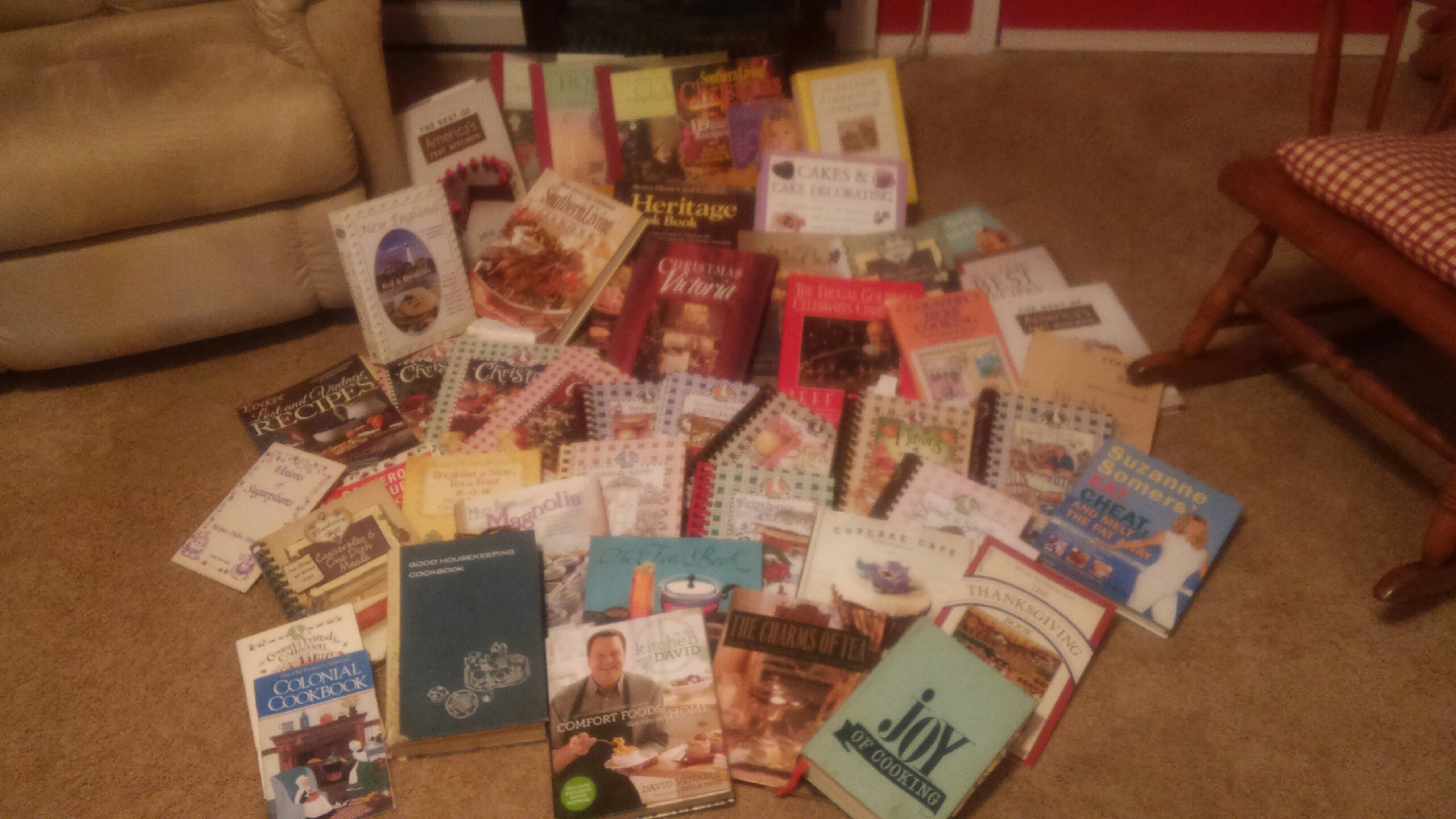 Picture of all my cookbooks