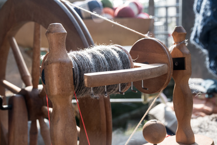 A traditional spinning wheel