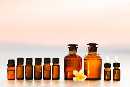 Essential oil bottles of different sizes