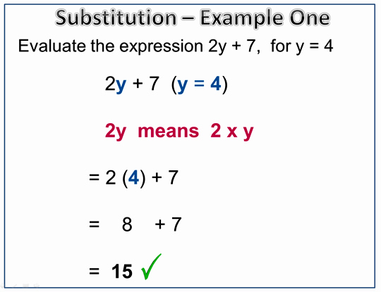 Example of algebra substitution