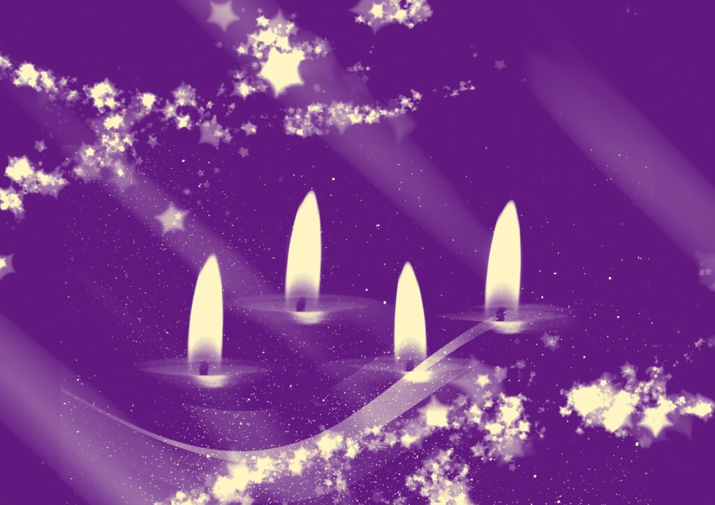 candles in a purple background